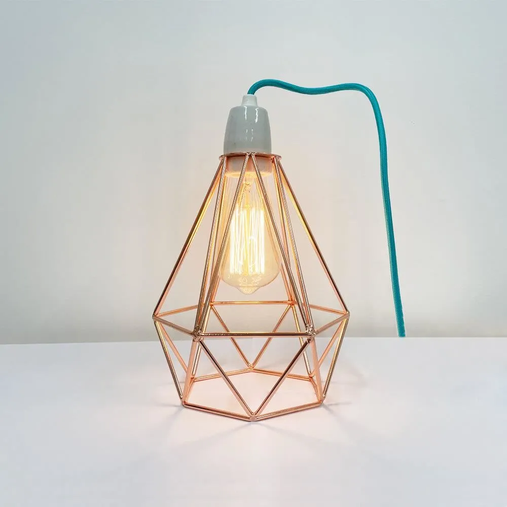 Outlet Diamond cage table lamp - Small stout 1, Bronze with blue cable