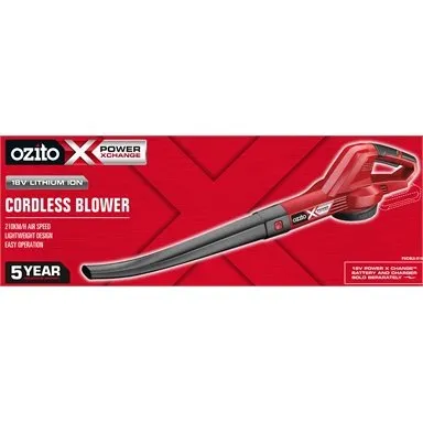 Ozito PXC 18V Cordless Blower - Skin Only / Red, Grey, Black. Silver