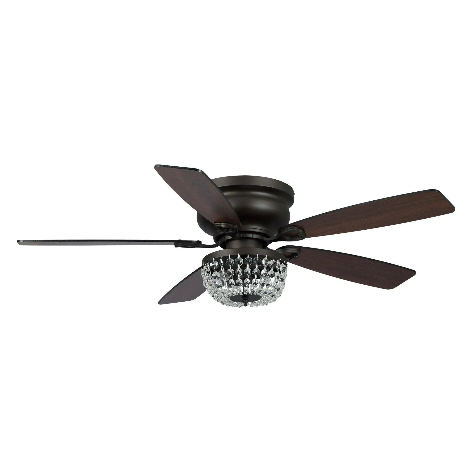 Parrot Uncle 48" Modern Crystal Ceiling Fan Flush Mount with Lighting and Remote Control New