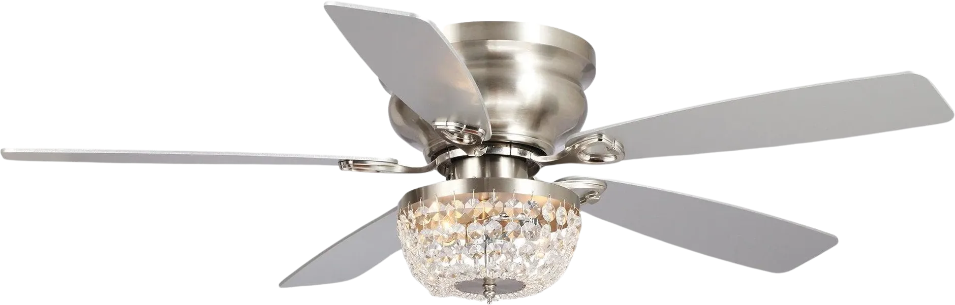 Parrot Uncle 48" Modern Crystal Ceiling Fan Flush Mount with Lighting and Remote Control New