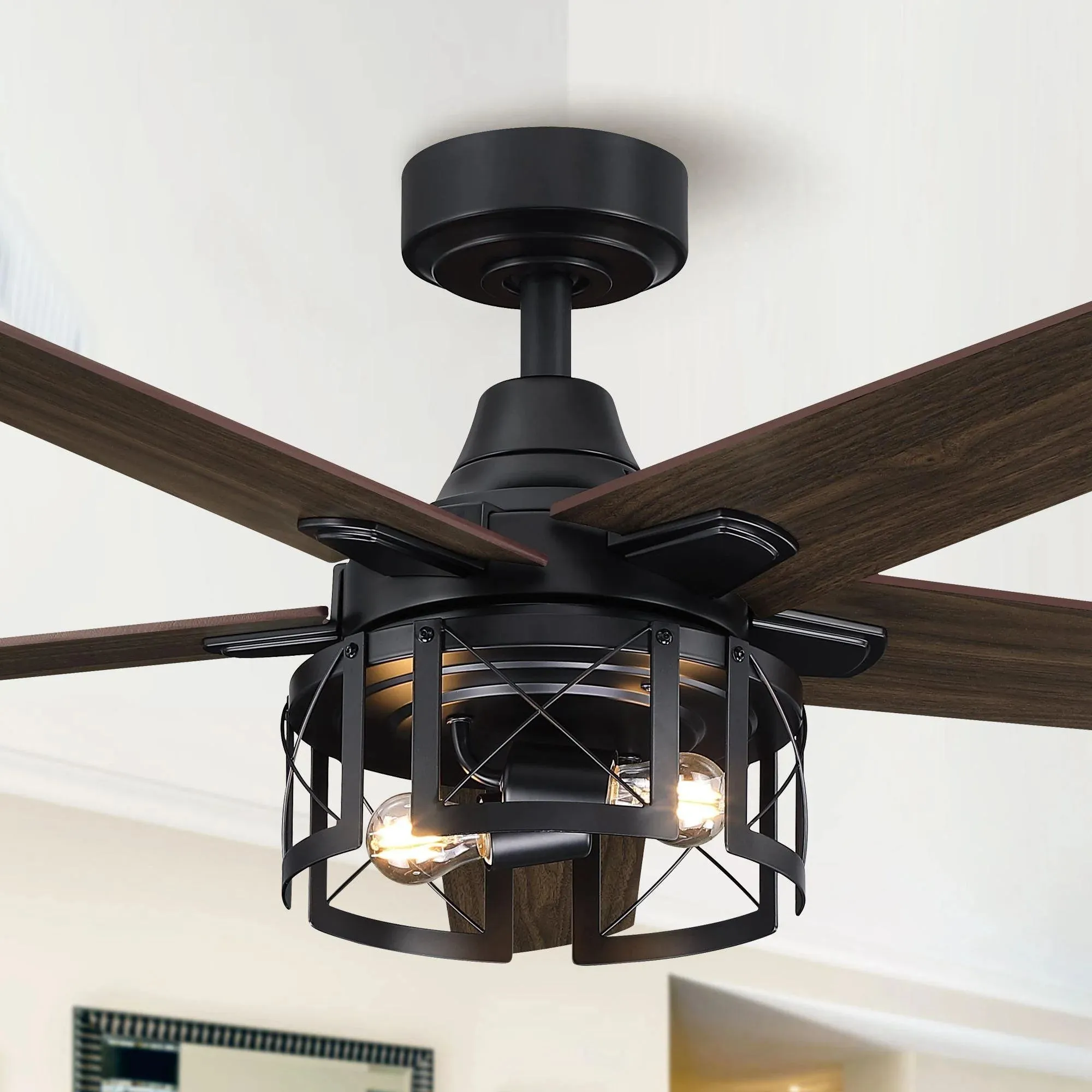 Parrot Uncle 52" Kolkata Industrial Ceiling Fan with Lighting and Remote Control New