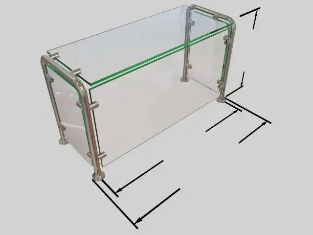 Pass-over Sneeze Guard with Shelf and Rear Support