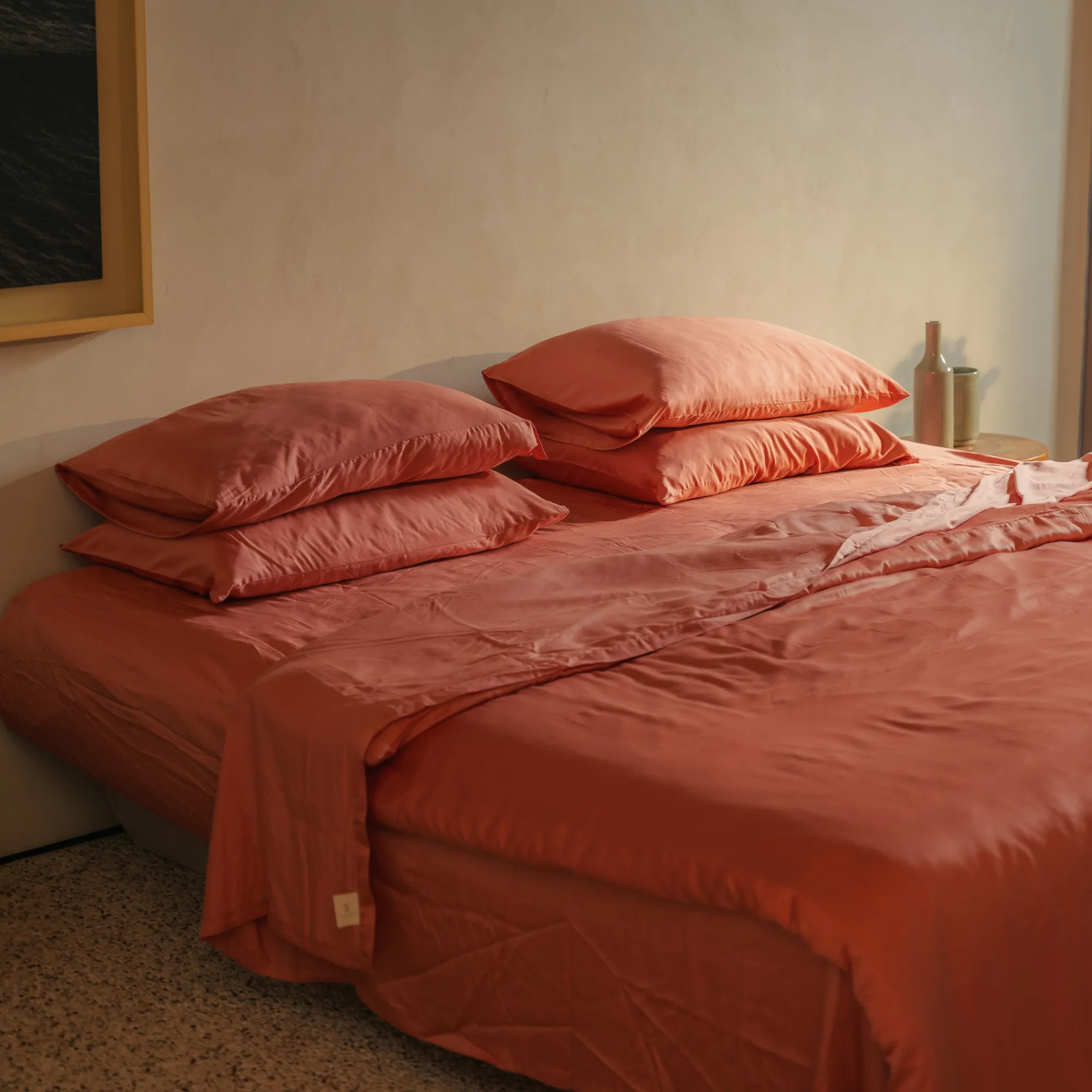 Peach Eucalyptus Duvet Cover Set (3 pcs)