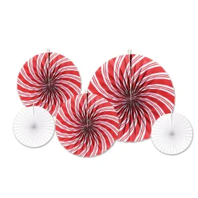 Peppermint Swirl Decorative Fans Set/5