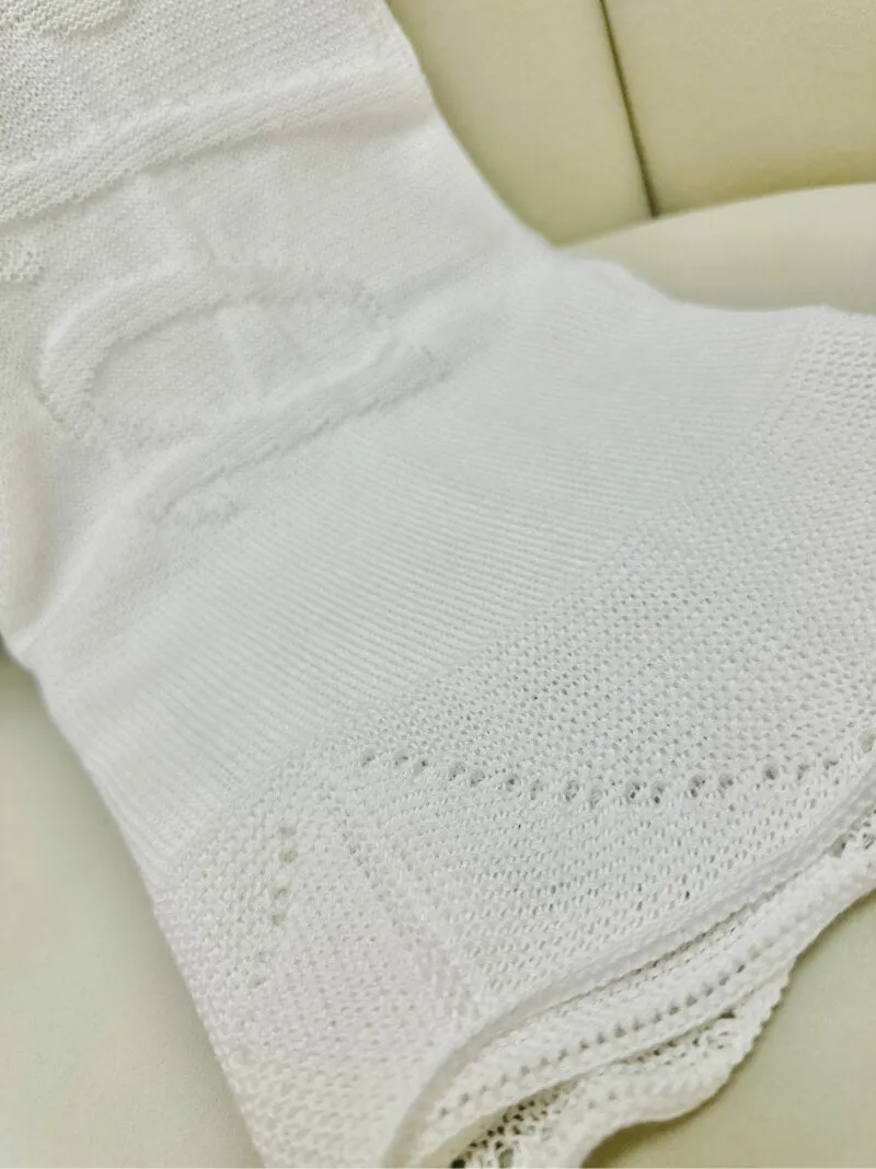 Personalized Organic Cotton Knit Blanket - Cream Color NAME: ISABELLA