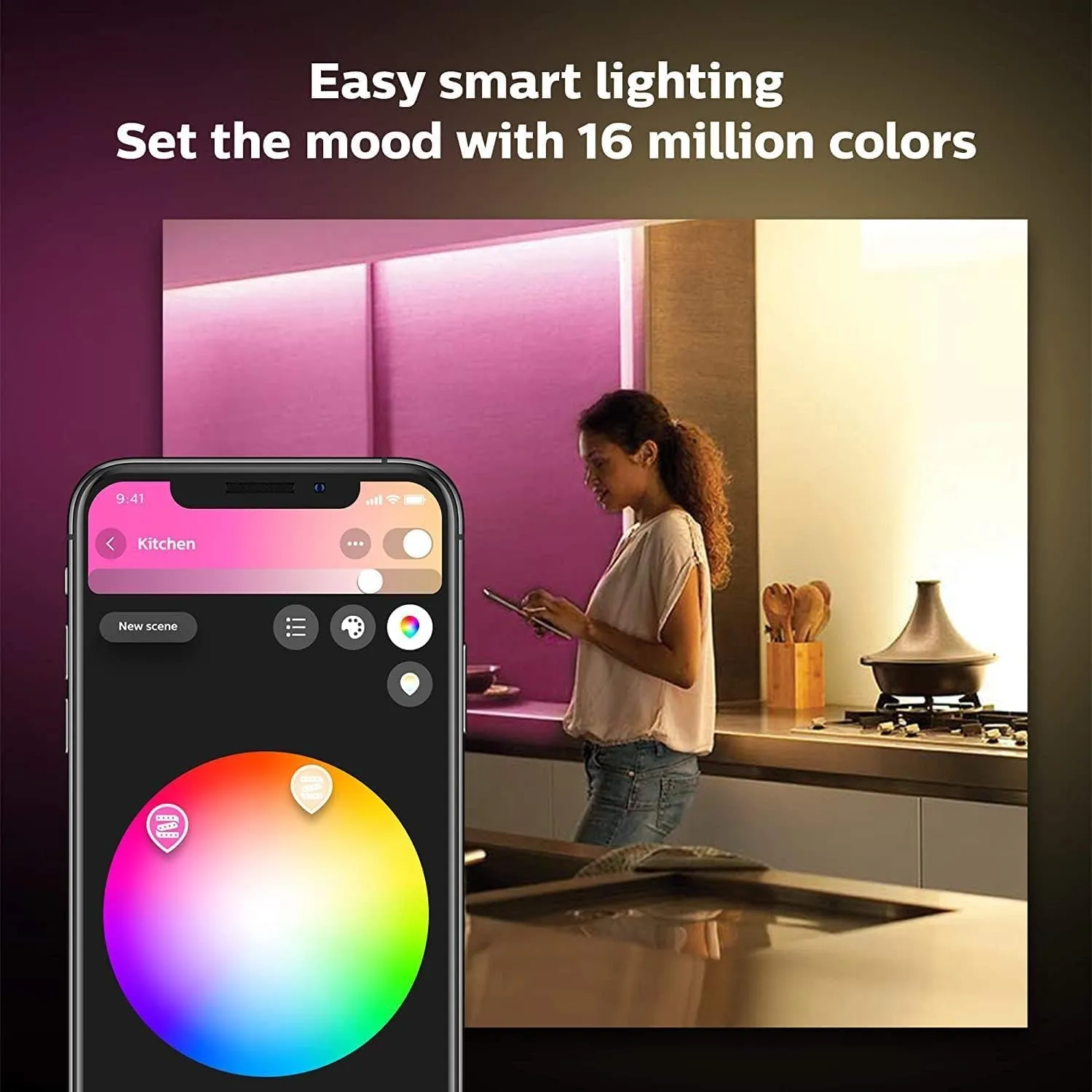 Philips Hue Lightstrip Extension V4 1m - White & Colour Ambiance Smart LED, Bluetooth, Alexa, Google Assistant & HomeKit Compatible