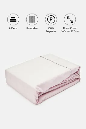 Pink And Grey Reversible 2-Piece Duvet Cover Set (Single Size)