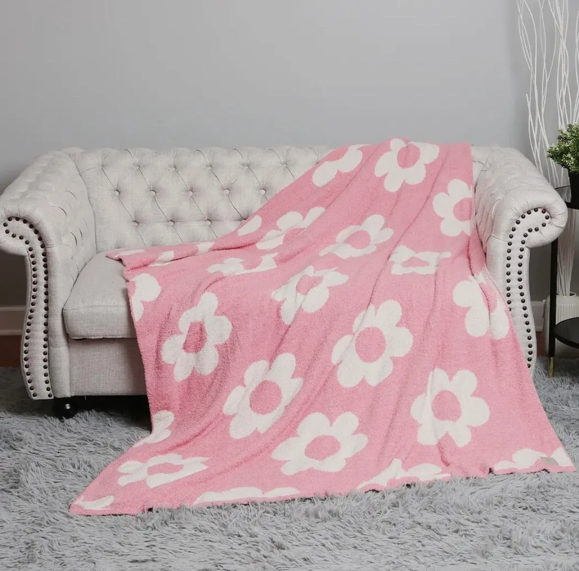 Pink Daisy Comfy Lux Blanket