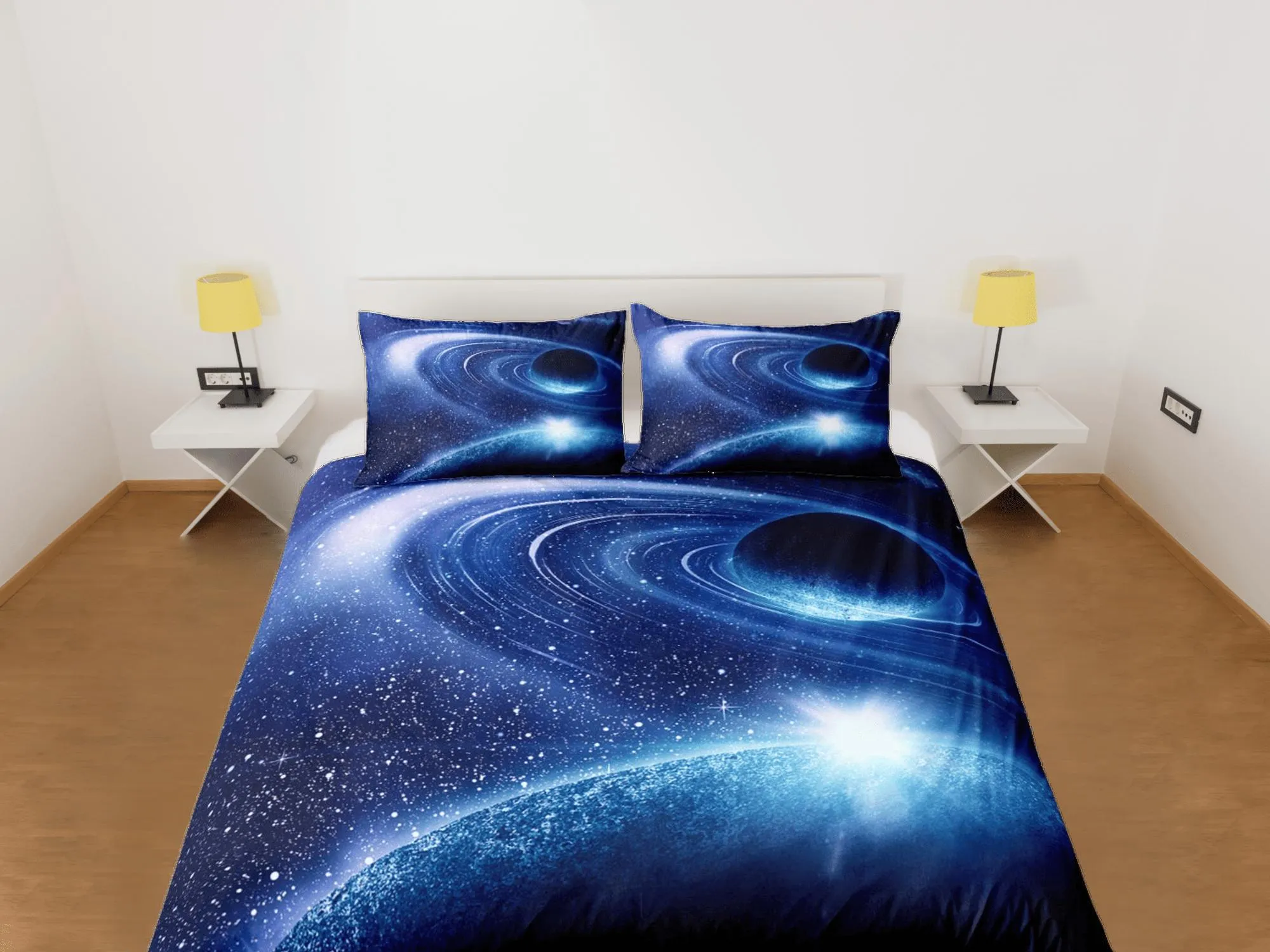 Planets Galaxy Orbit Blue Duvet Cover Set Bedspread, Dorm Bedding with Pillowcase