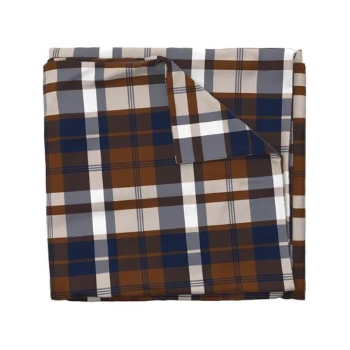 Preppy Surfer Navy Blue and Brown Plaid Duvet Cover