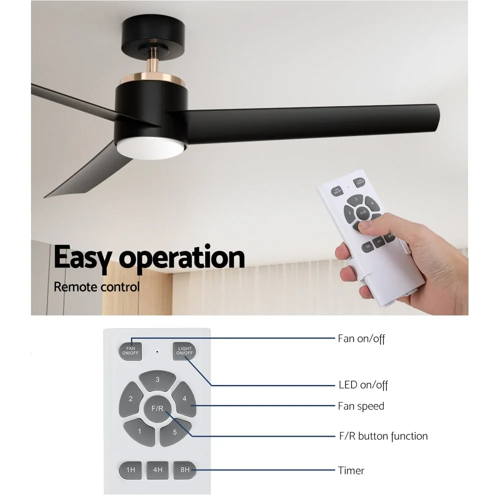 Quiet 52" Ceiling Fan w/ DC Motor, LED Light, Timer - Devanti