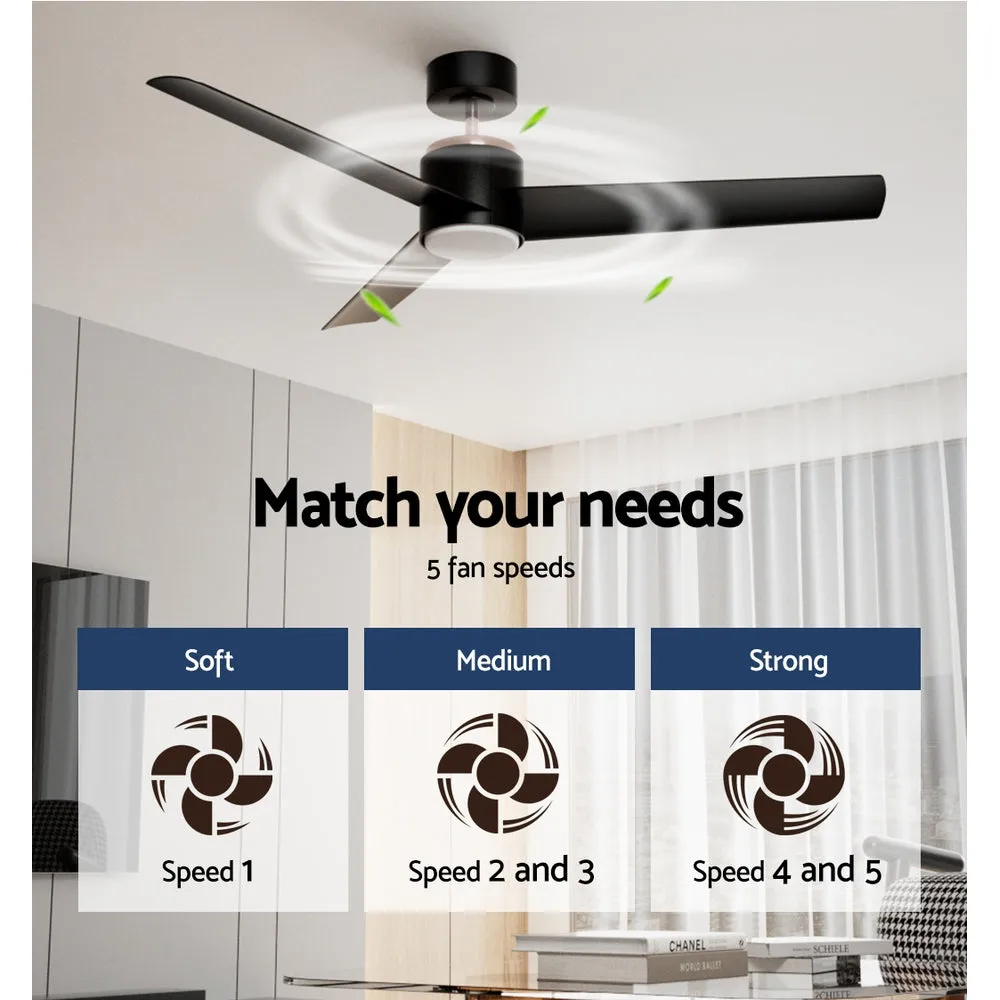 Quiet 52" Ceiling Fan w/ DC Motor, LED Light, Timer - Devanti