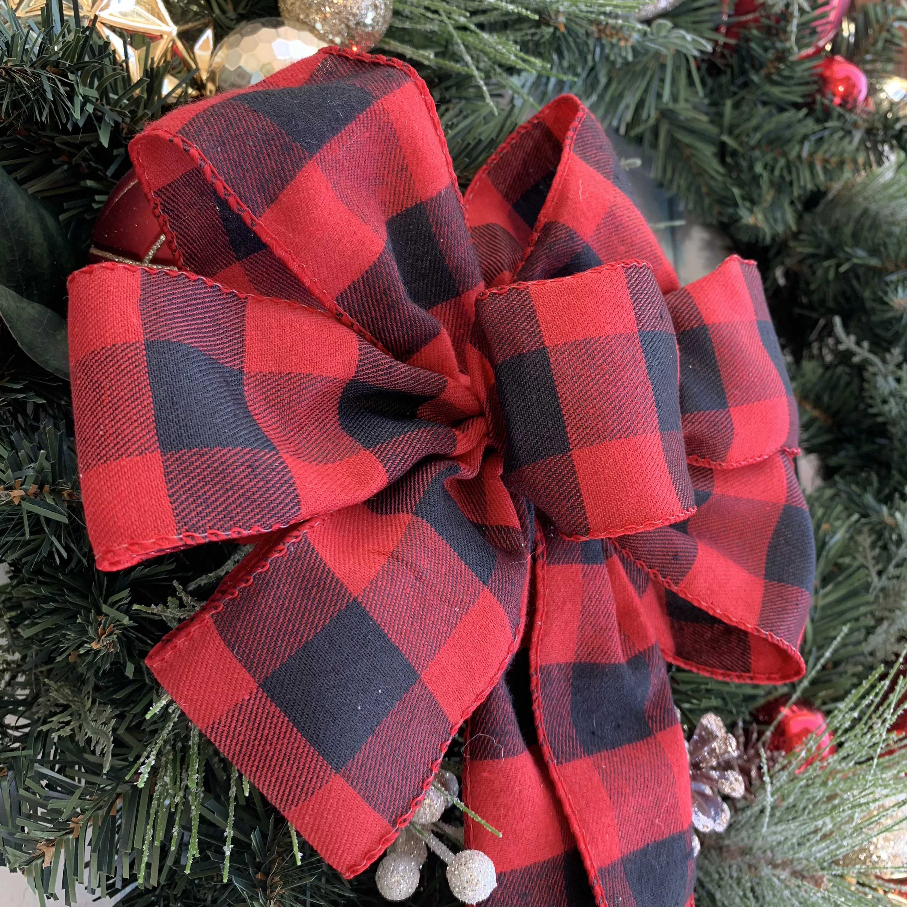 Red Black Buffalo Plaid Ribbon - 2 1/2" x 10 Yards