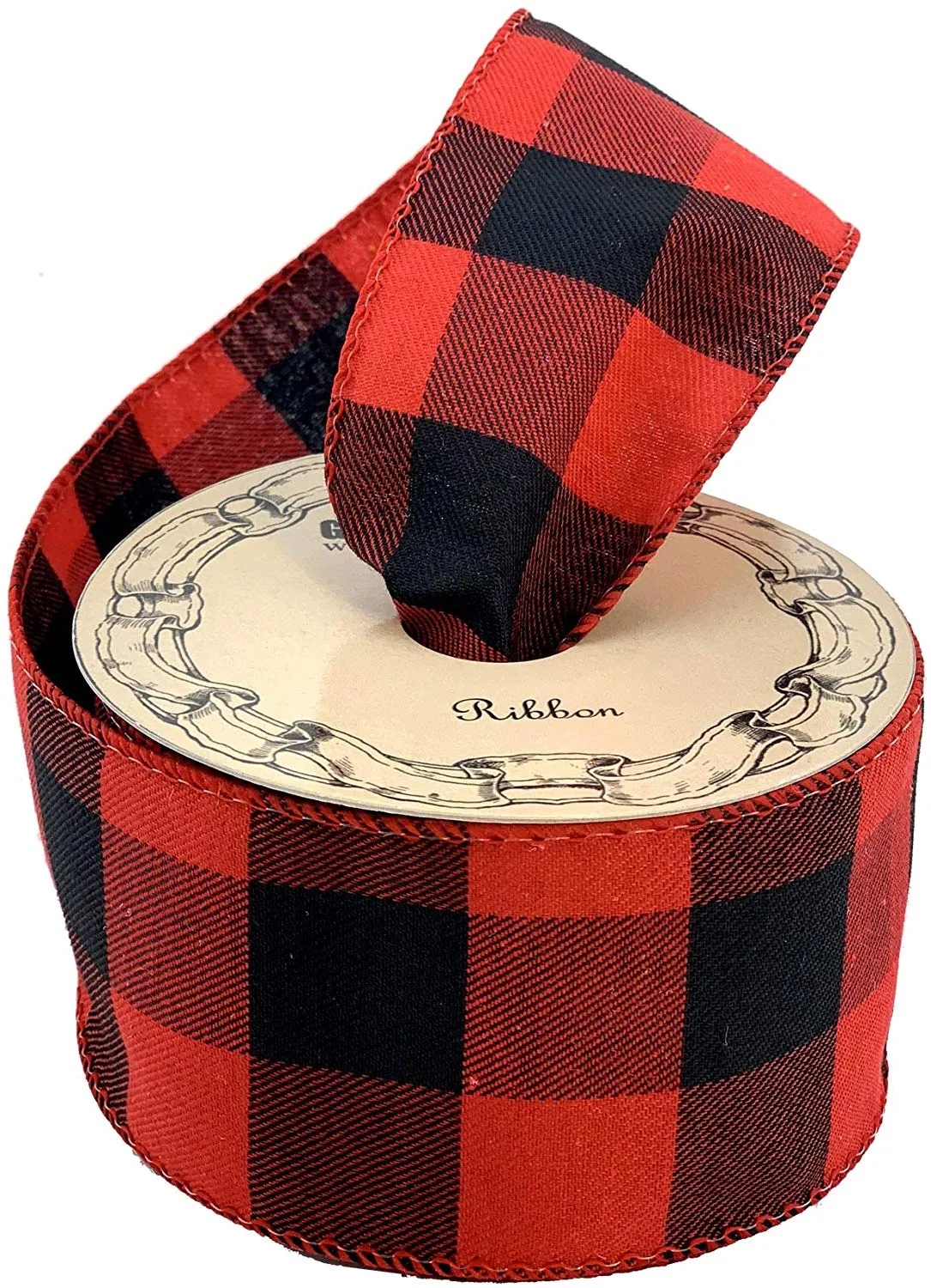 Red Black Buffalo Plaid Ribbon - 2 1/2" x 10 Yards