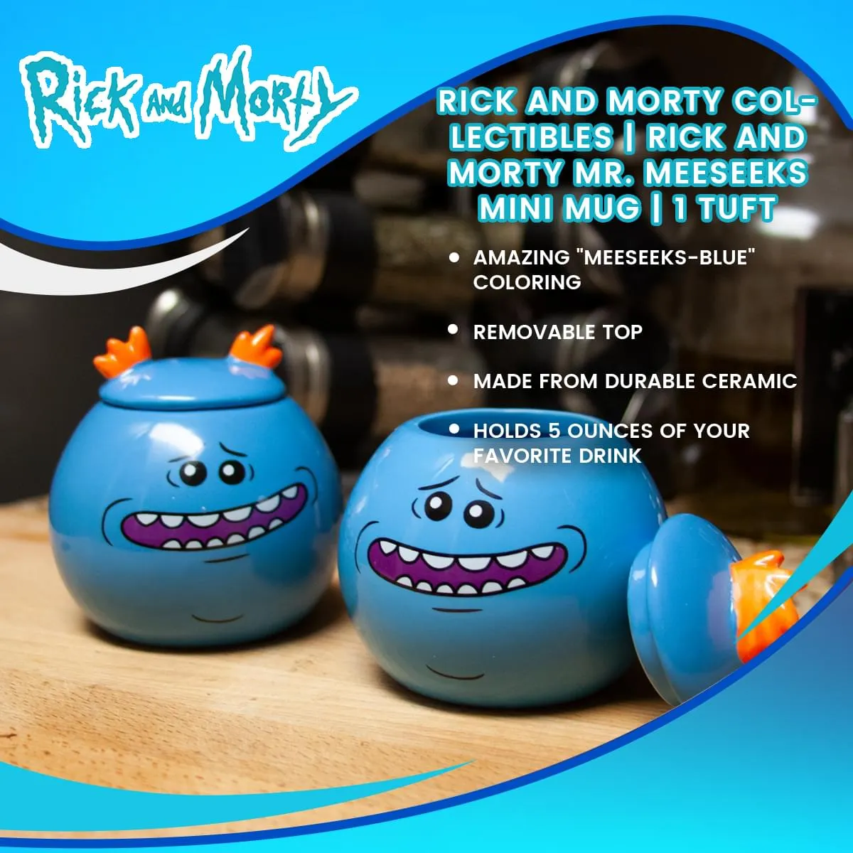 Rick and Morty Collectibles | Rick and Morty Mr. Meeseeks Mini Mug | 1 Tuft