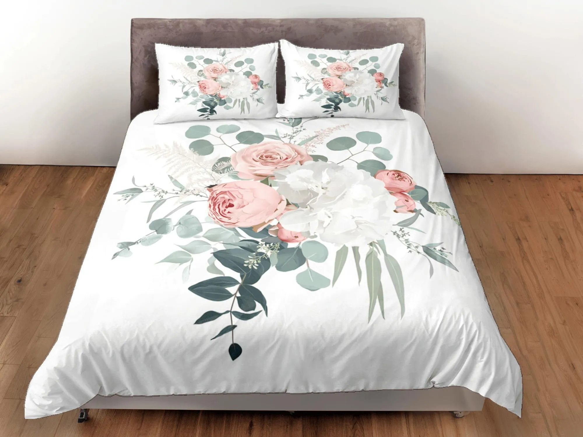 Roses Duvet Cover Set Bohemian Bedspread, Floral Dorm Boho Bedding Pillowcase