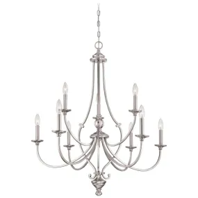 Savannah Row 36 in. 9 Lights Chandelier Brushed Nickel finish