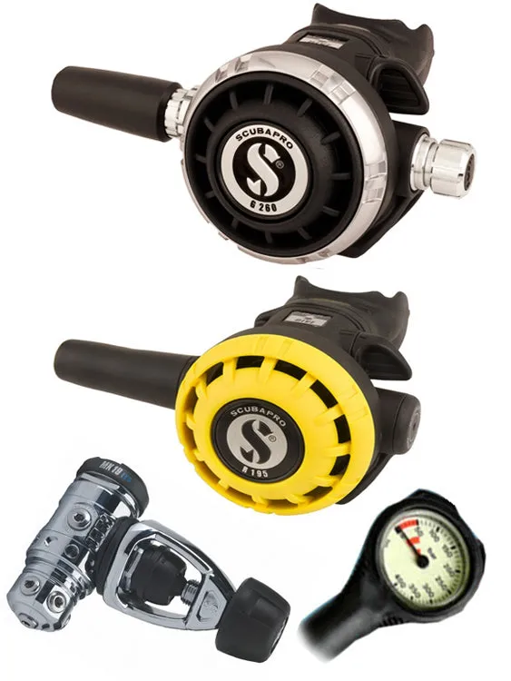 Scubapro Regulator Set: MK19 Evo (DIN or Yoke) / G260 / Octopus & Free Termo Gauge