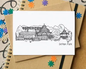 Sefton Park Liverpool Skyline Landmarks Greetings Card