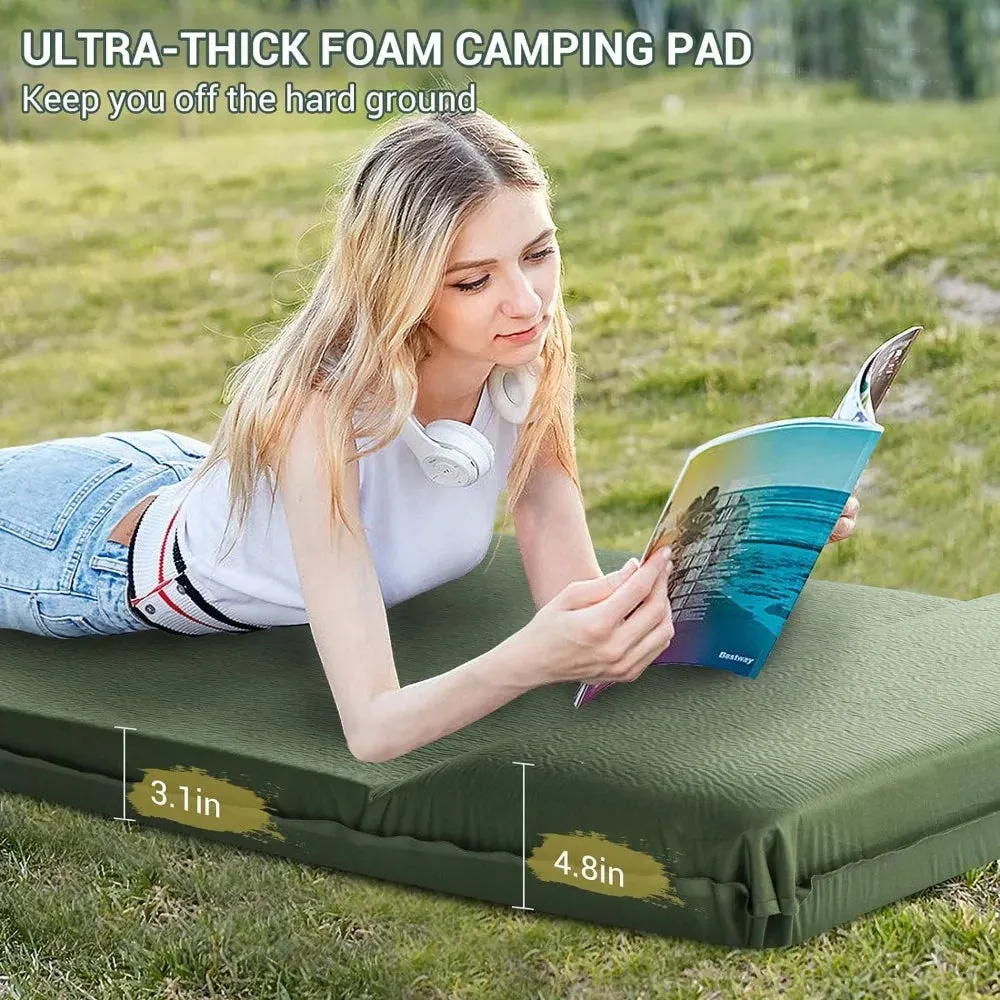 Self Inflating Sleeping Pad, Ultra-Thick Memory Foam Camping Pad with Pillow Fast Inflating in20s Insulated Camping Mattress Pad