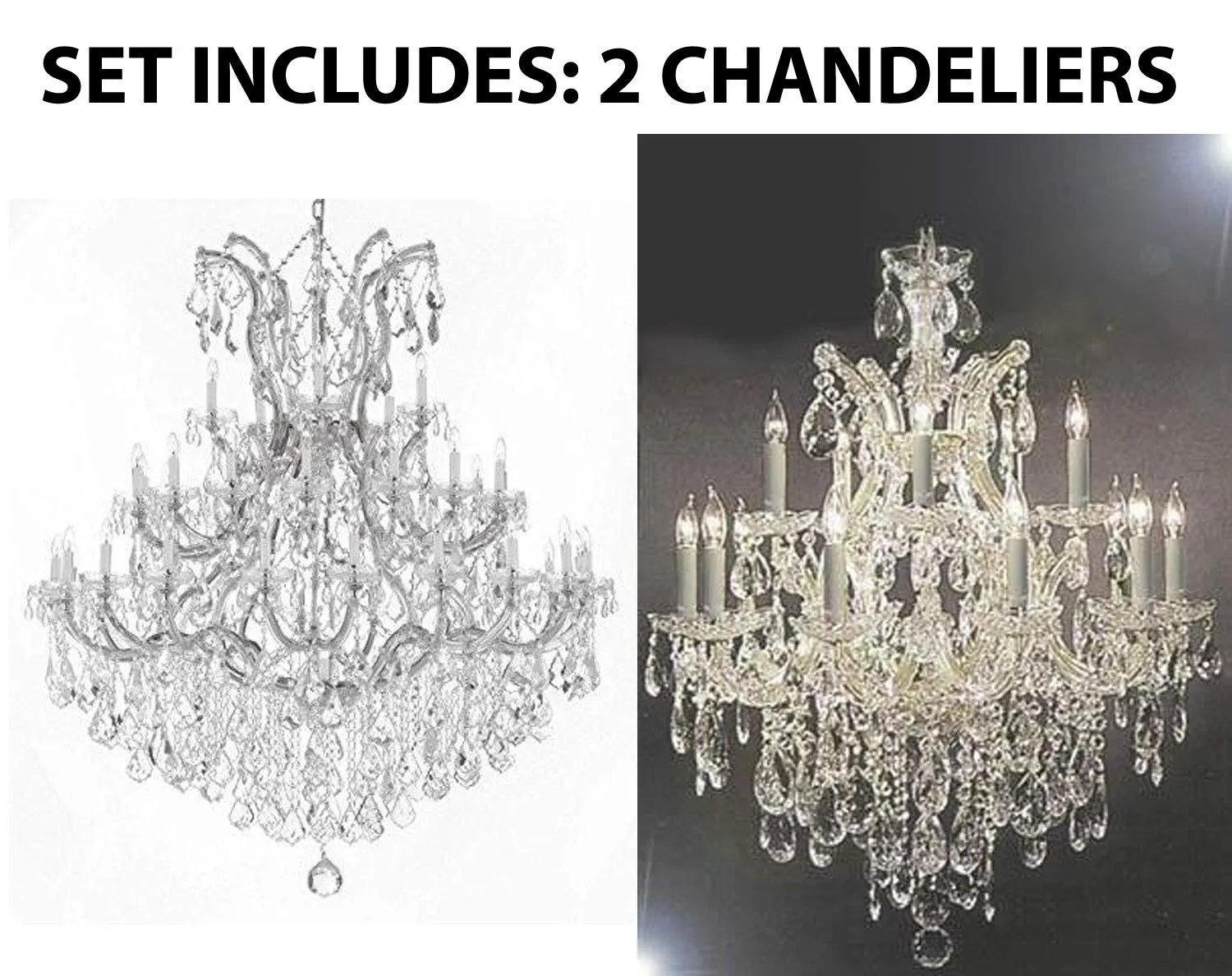 Set of 2-1 Large Foyer/Entryway Maria Theresa Empress Crystal (tm) Chandeliers Lighting! H 60" W 52" and 1 Chandelier Crystal Lighting Chandeliers H30 X W28 - CS/B12/2756/36 1   CS/21532/12 1