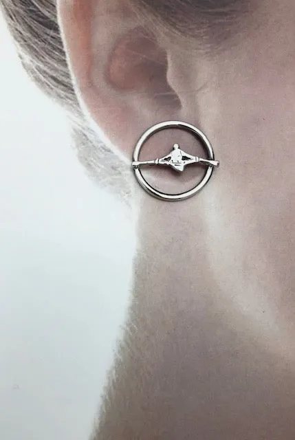 Single Sculler in Open Circle Post Rowing Earrings