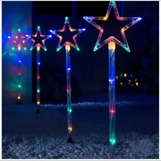 Solar Led Star Path Lights 4pc Multi