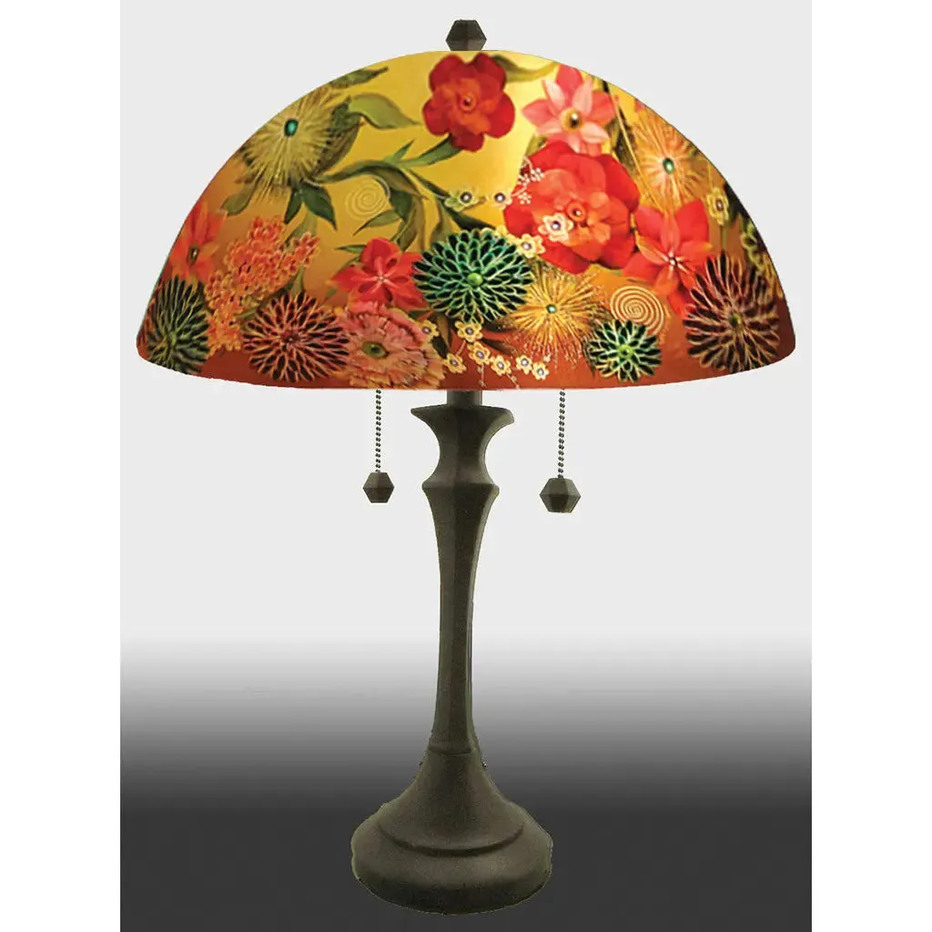 Spring Bouquet Reverse Hand Painted Glass Table or Floor Lamp by Jamie Barthel