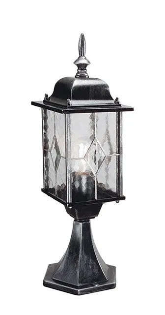 St Helier Black/Silver Outdoor Pedestal Light - ID 5763