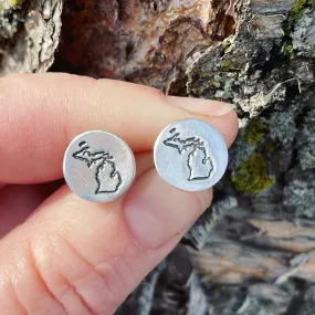 Sterling Silver Michigan Post Earrings