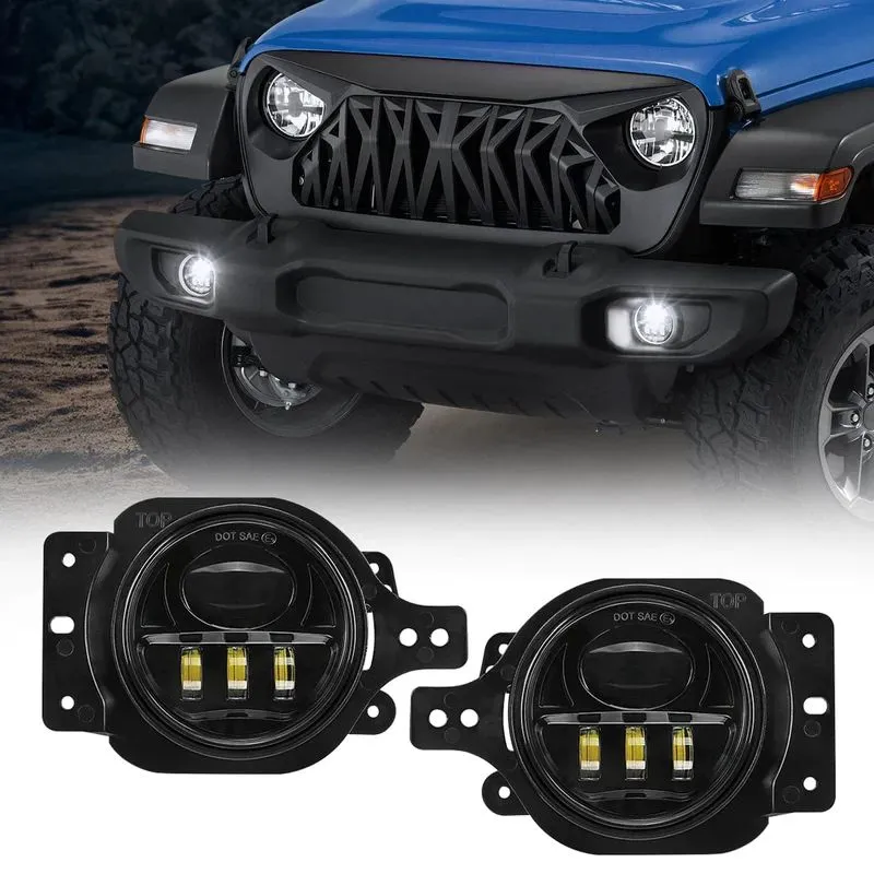 Suparee 4" Jeep LED Fog Lights New Style for 2018  Wrangler JL JLU Gladiator JT