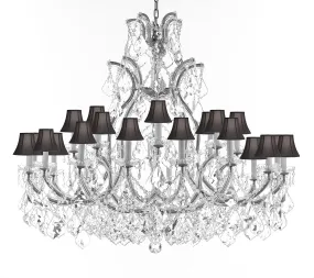 Swarovski Crystal Trimmed Chandelier Lighting Chandeliers H41" XW46" Great for the Foyer, Entry Way, Living Room, Family Room and More w/Black Shades - A83-B62/CS/BLACKSHADES/52/2MT/24 1SW