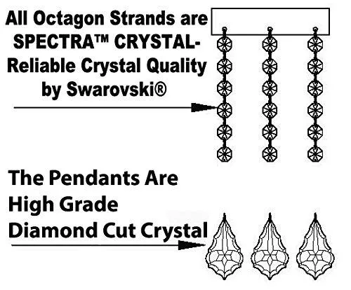 Swarovski Crystal Trimmed Chandelier Lighting Chandeliers H52" X W46" Dressed with Large, Luxe Crystals - Great for the Foyer, Entry Way, Living Room, Family Room and More - A83-B90/52/2MT/24 1SW