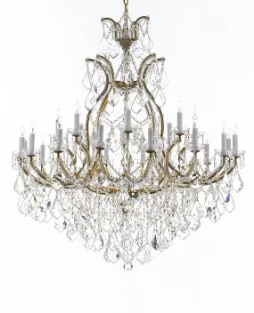 Swarovski Crystal Trimmed Chandelier Lighting Chandeliers H52" X W46" Dressed with Large, Luxe Crystals - Great for the Foyer, Entry Way, Living Room, Family Room and More - A83-B90/52/2MT/24 1SW