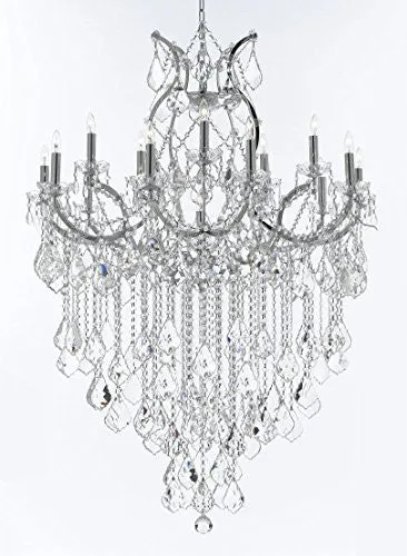 Swarovski Crystal Trimmed Chandelier Maria Theresa Chandelier Lighting Crystal Chandeliers H50 "X W37" Chrome Finish Great For The Dining Room Living Room Family Room Entryway / Foyer - J10-B12/Chrome/26050/15 1Sw