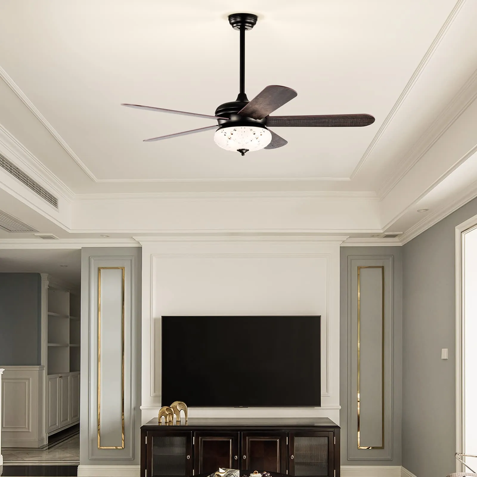 Tangkula 52 Inches Ceiling Fan with Remote Control, Indoor Ceiling Fan with 2 Downrods