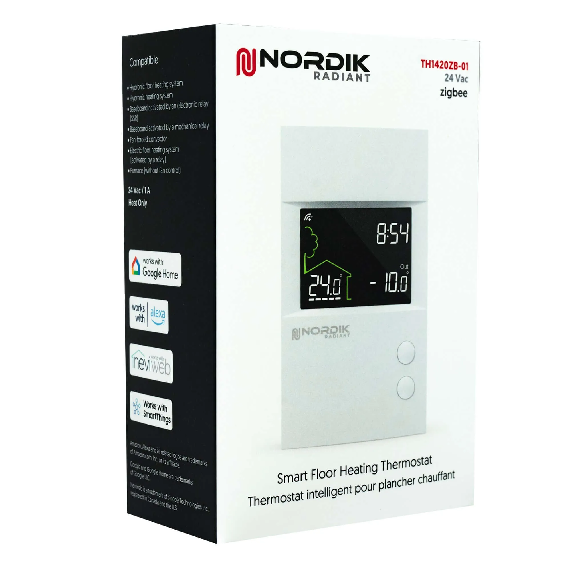 TH1420ZB - Hydronic Radiant floor smart thermostat 24V - Zigbee