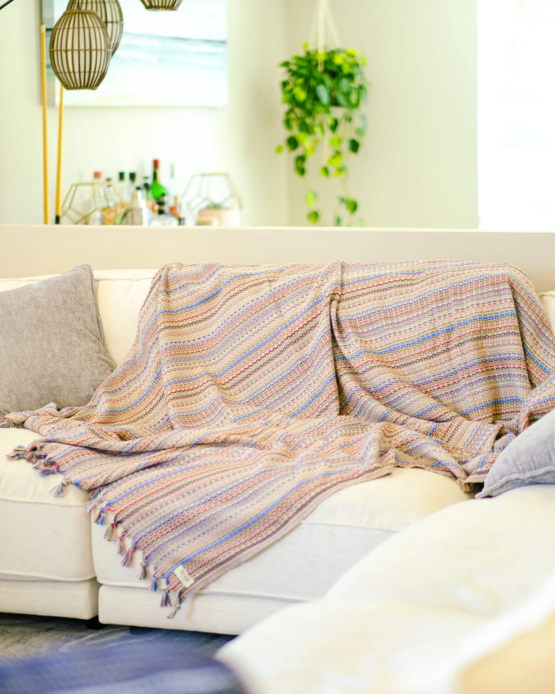 The Labyrinth Blanket in Tan