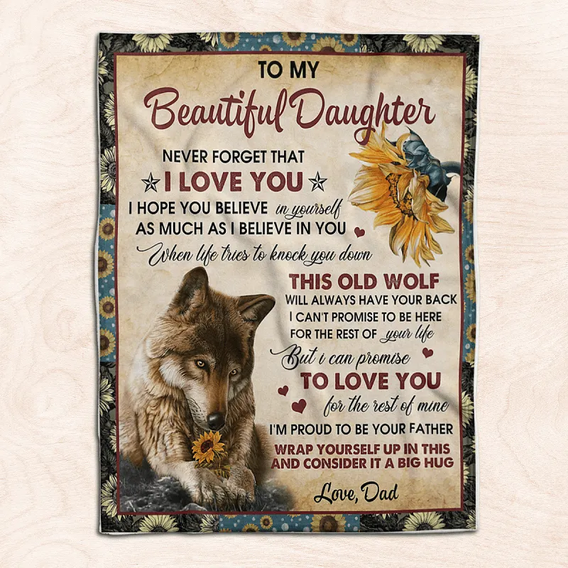 To My Daughter - From Dad - Wolf - Premium Blanket