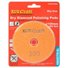 TORK CRAFT 100MM DIAMOND POLISHING PAD 300 GRIT DRY USE TCDP20300