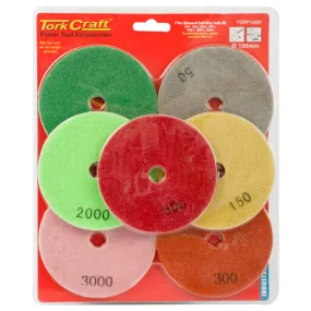 TORK CRAFT SET OF 7 DIAMOND WET POLISHING PADS 100MM TCDP10007