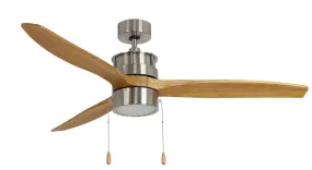 Torque 52" 3 Blade Indoor LED Ceiling Fan in Brushed Nickel / Natural Maple