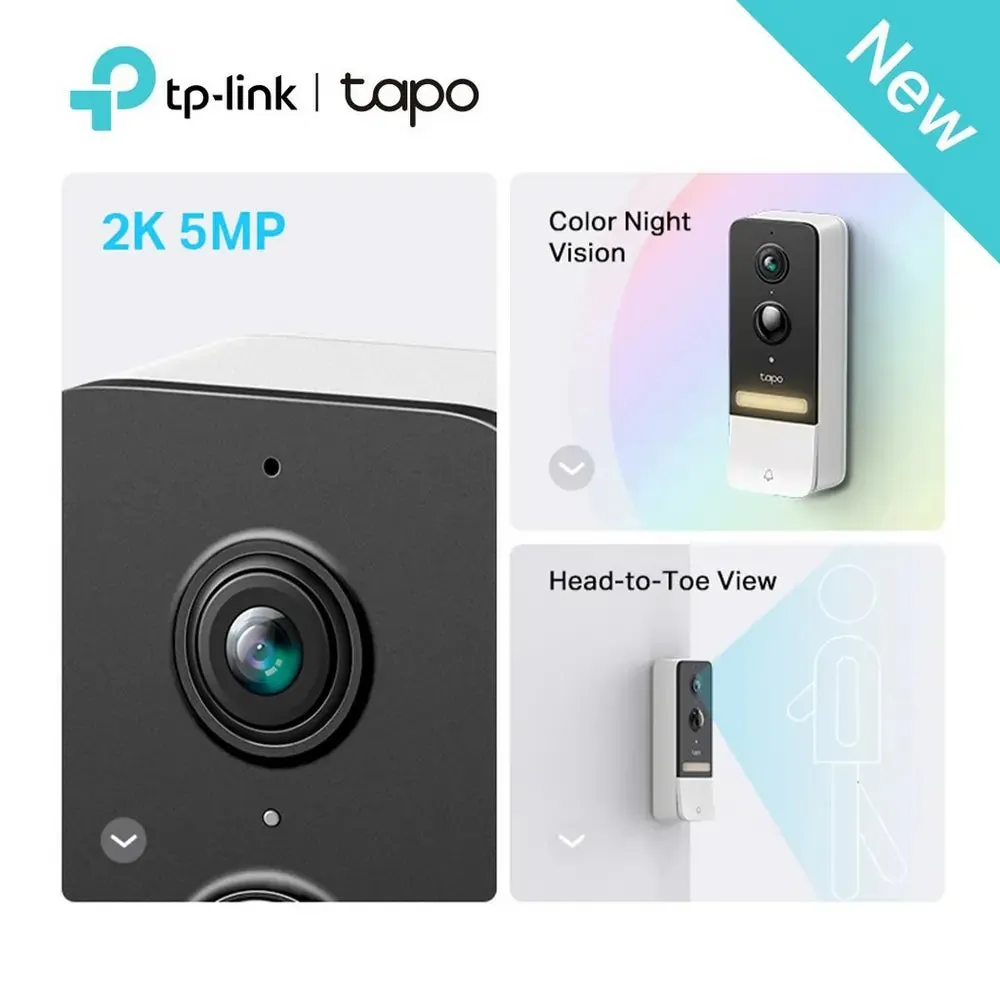 TP-LINK TAPO D230S1 Smart Battery Video Doorbell Camera Kit, White