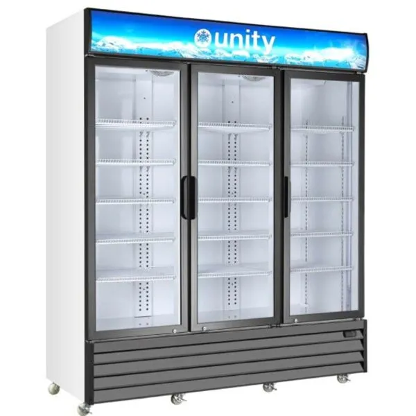 Unity U-GM-3 68" Three Glass Door Merchandiser Refrigerator with LED Lighting