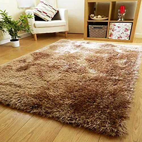 VASAC Modern Shaggy Carpets Polyester Bedside Runner Soft Rug Hall Offices Kitchens Bedroom Bedroom Kids Room Floor Home Decor (2x3 feet, Gold)