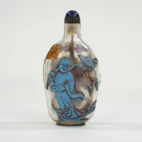 Vintage Chinese Glass Snuff Bottle Lucky Gods 3"