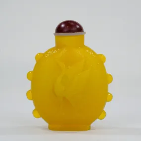 Vintage Chinese Yellow Glass Snuff Bottle 3"