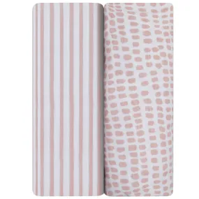 Waterproof Crib Sheet Set - Mauve Stripes & Splash