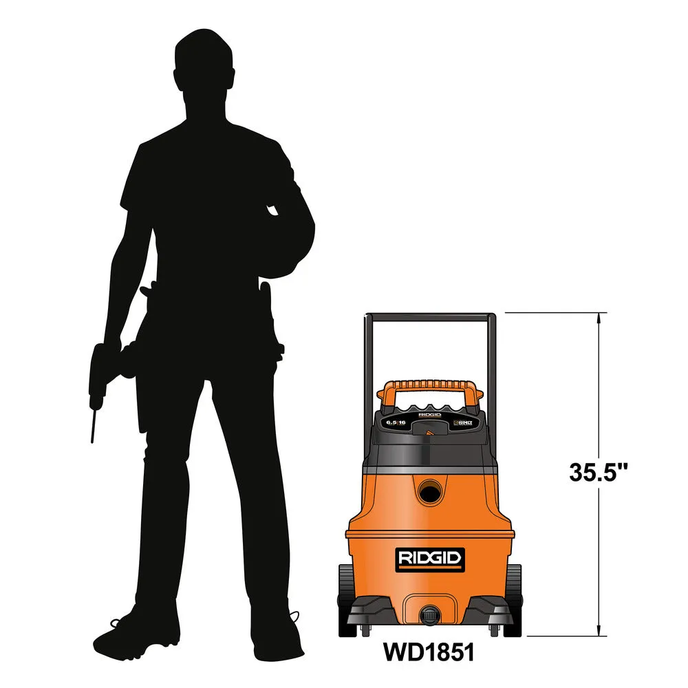 Wet/Dry Vacuum - Ridgid WD1851EX 16 Gallon High Performance Portable Vac 31698