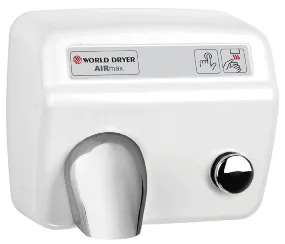 WORLD DRYER® DM5-974 AirMax™ Series Hand Dryer - White Epoxy on Steel High Speed Push Button Surface-Mounted